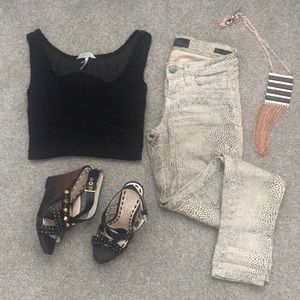 Tan Dalmatian/leopard print jeans